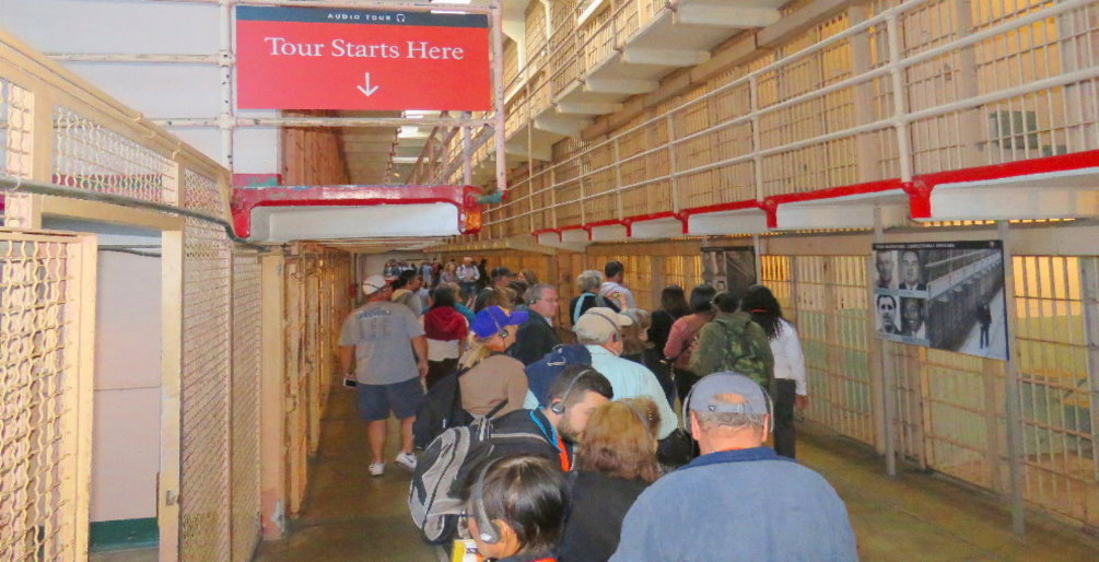 Audio guided tour of Alcatraz prison Cells blockcell house head phone tour